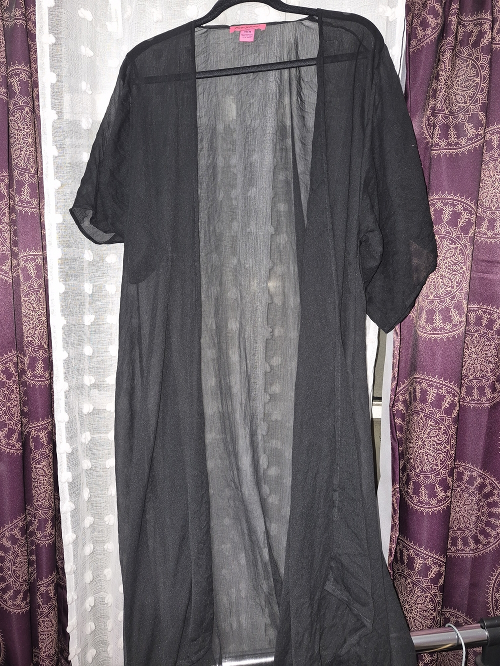 Betsey Johnson Sheer Black Lightweight Duster